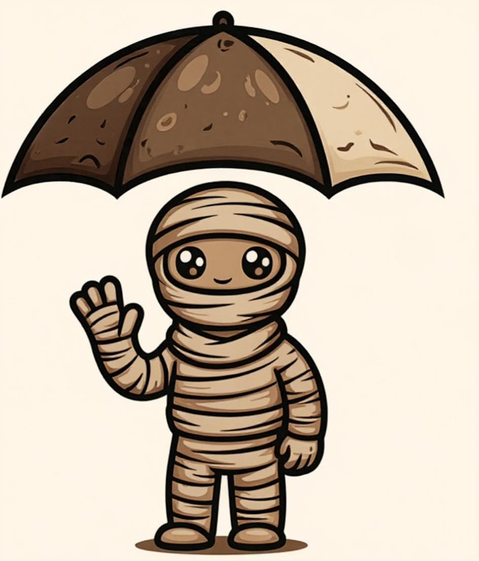 Mummy Under the Umbrella mascot
